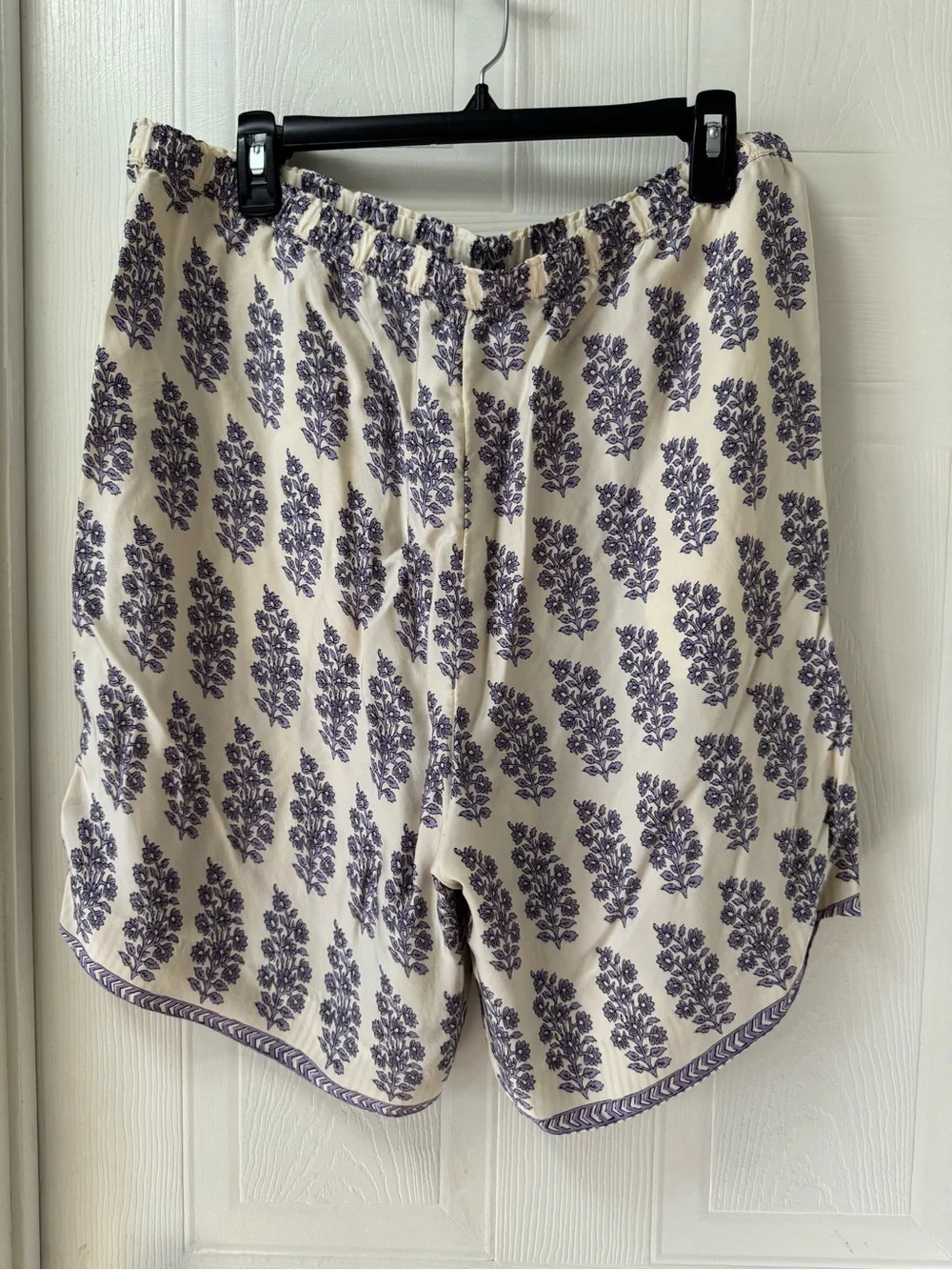 J. Crew White Shorts with Lavender Floral Block Print